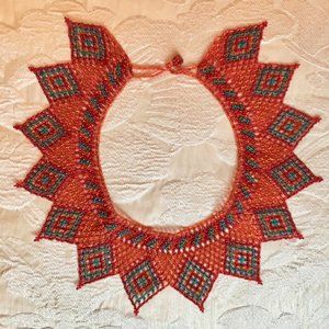 Hand-Beaded RGB Bib Collar Necklace BLM